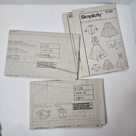 Simplicity 3706 1950s Poodle Skirt & Blouse Sewing Pattern | CUT | Size 16-22 - Picture 6 of 7